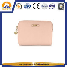 Bolsa de cosméticos para transporte de couro rosa barata Bolsa de higiene pessoal (HB-6662)